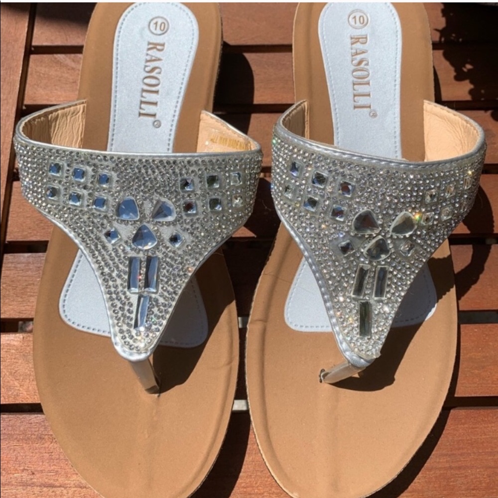 NEW Rasolli Sparkle Rhinestone Sandals Flip Flop